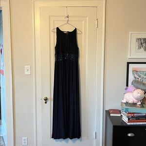 Elegant Navy Dress with Sequin Detail